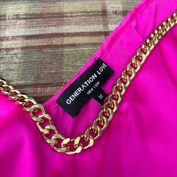 Generation Love Fuchsia Dress with Gold Chain Accent - Picture 2 of 7